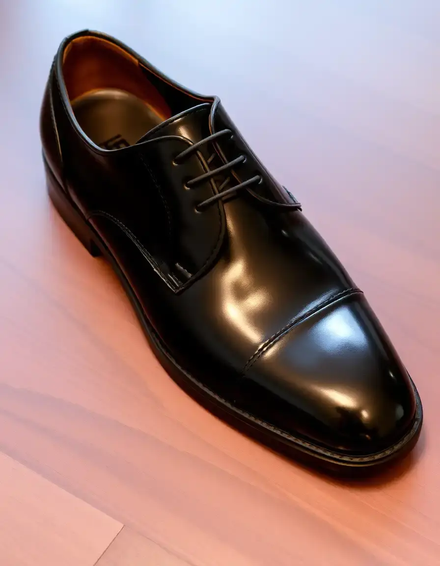 Eleganti scarpe stringate da uomo in pelle nera lucida per cerimonie