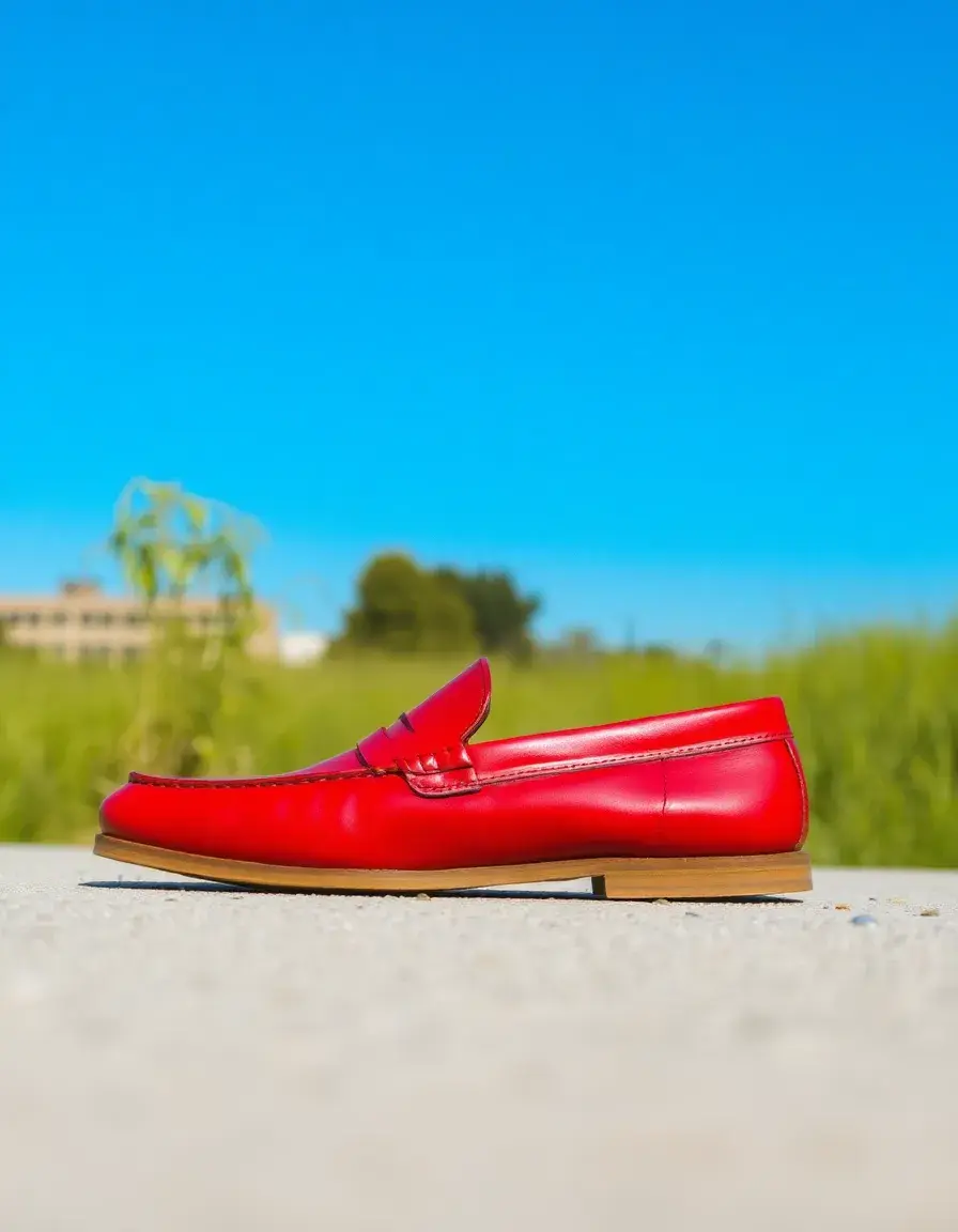 Mocassini in pelle rossa lucida stile casual chic
