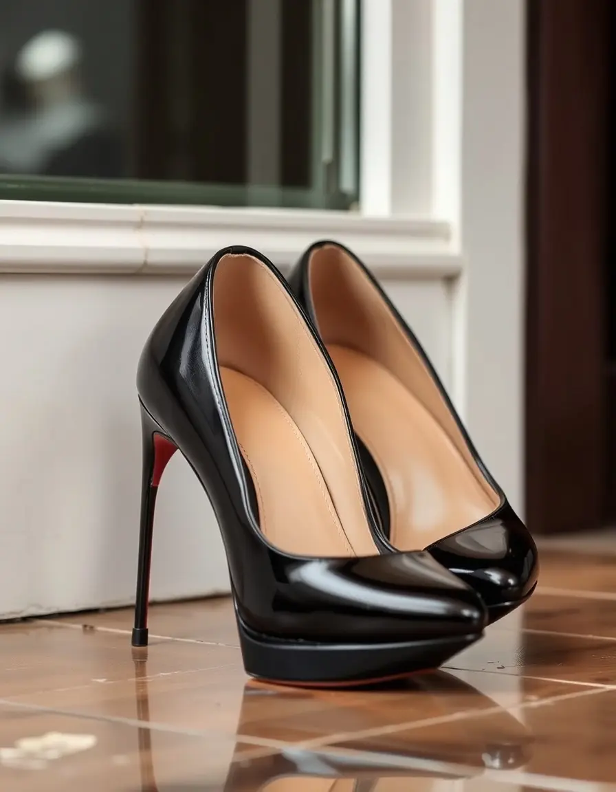 Décolleté eleganti in pelle nera lucida con tacco a stiletto