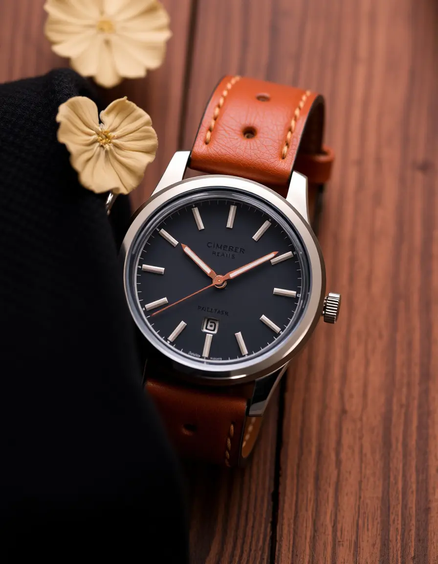 Cinturino classico in pelle marrone per orologio elegante