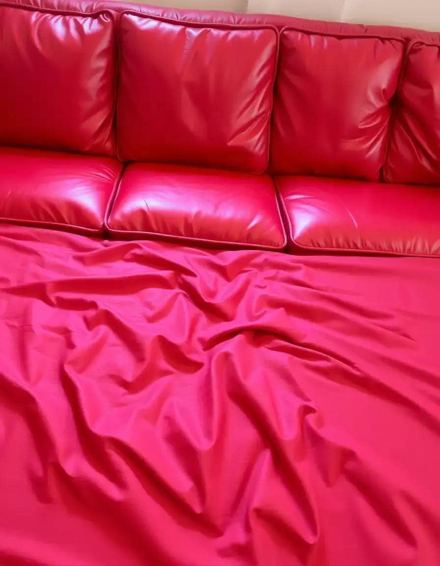 Divano letto versatile in pelle rossa vivace