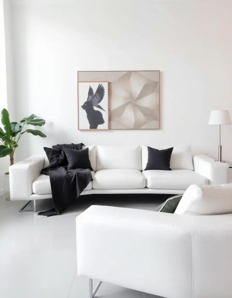 Sofa minimalista in pelle bianca luminosa