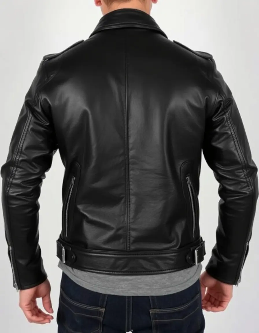 Giacca moto pelle nera custom premium