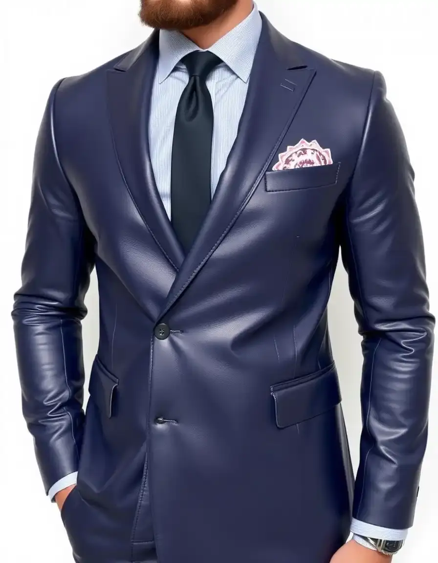 Giacca uomo pelle blu navy formale