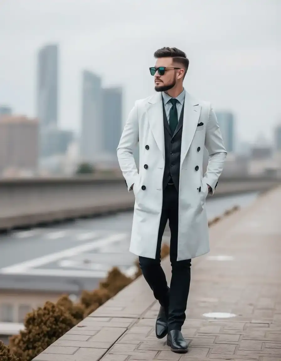 Giacca uomo pelle bianca elegante luxury