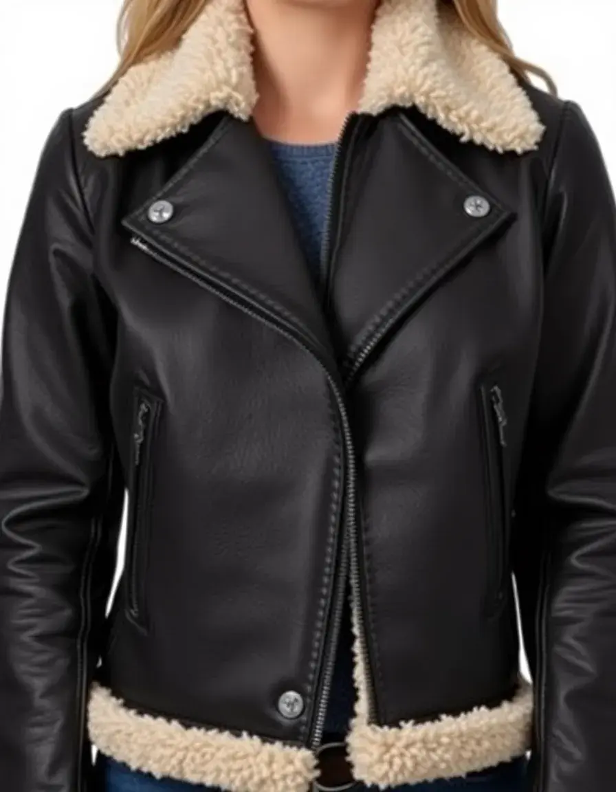 Giacca aviator donna in pelle con interno in pelliccia sintetica