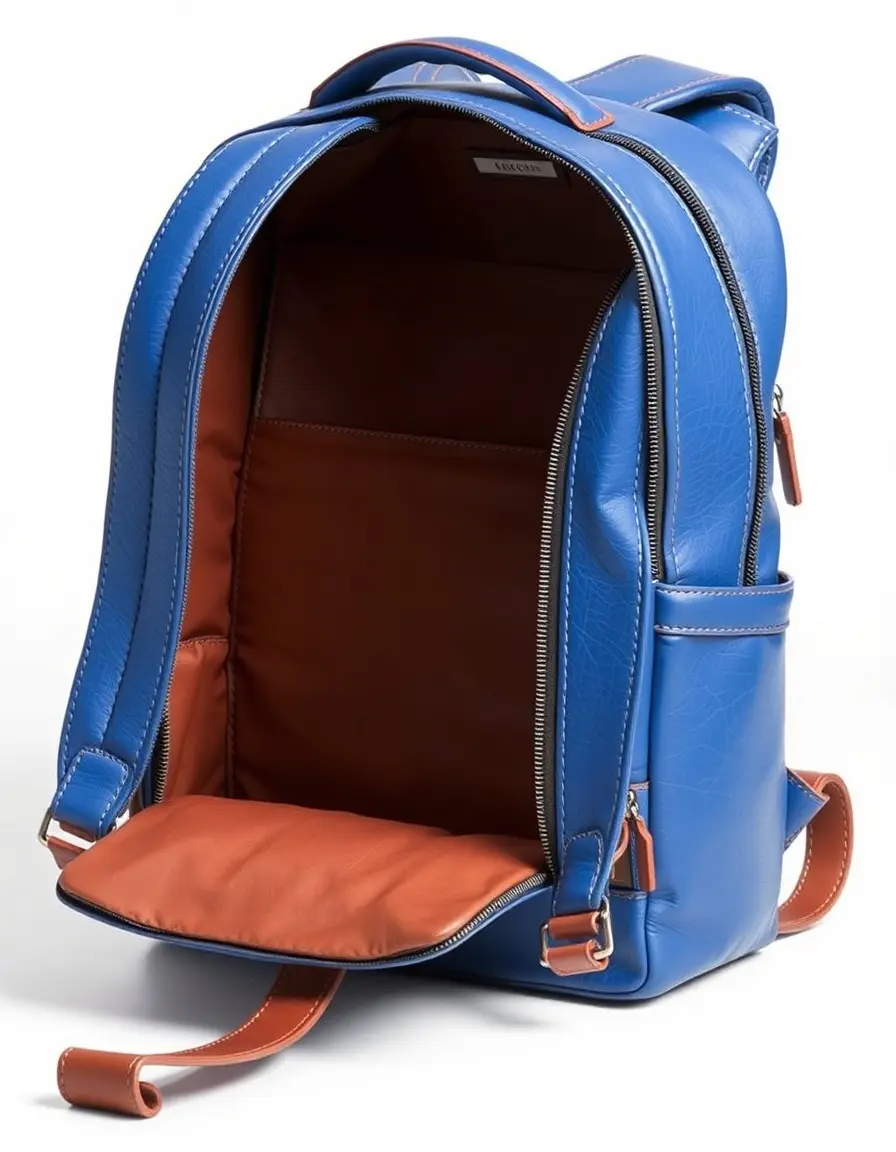 Zaino porta pc in pelle blu elegante