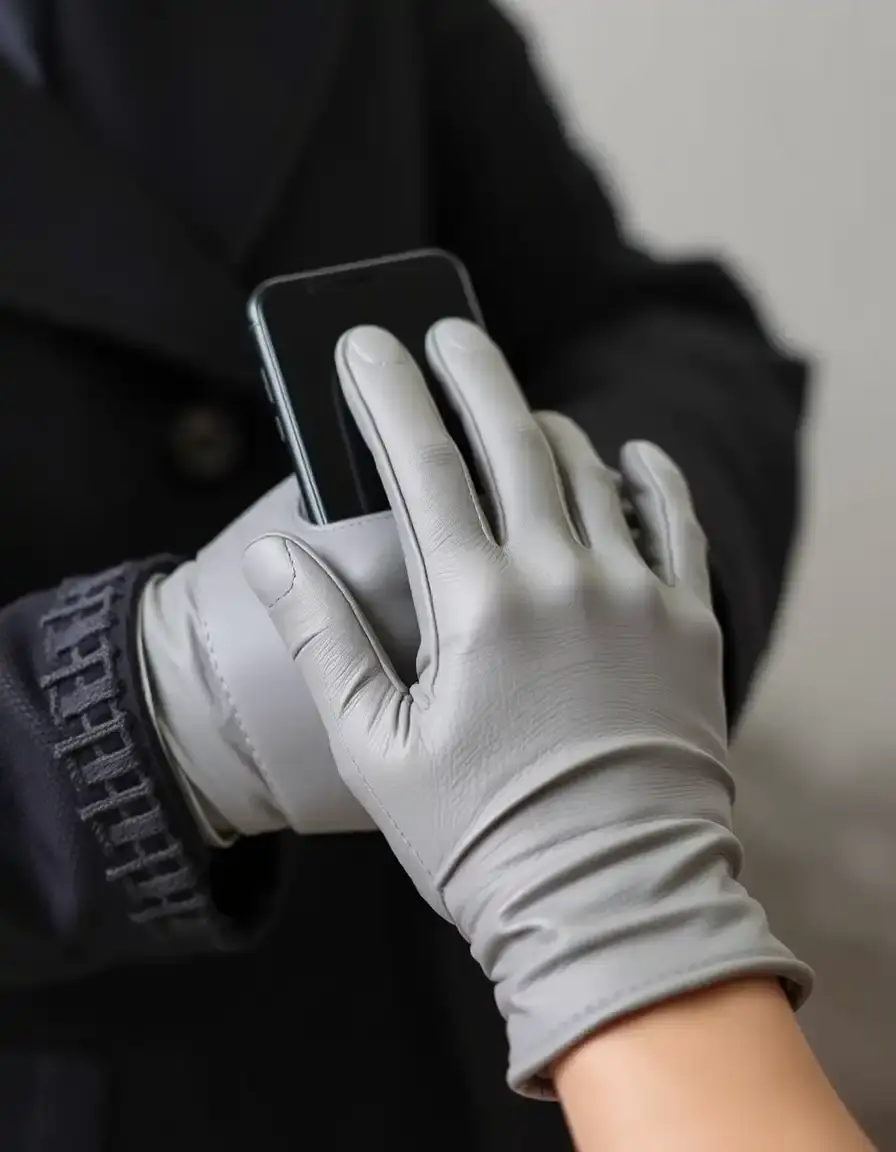 Guanti in pelle uomo grigi compatibili con touchscreen