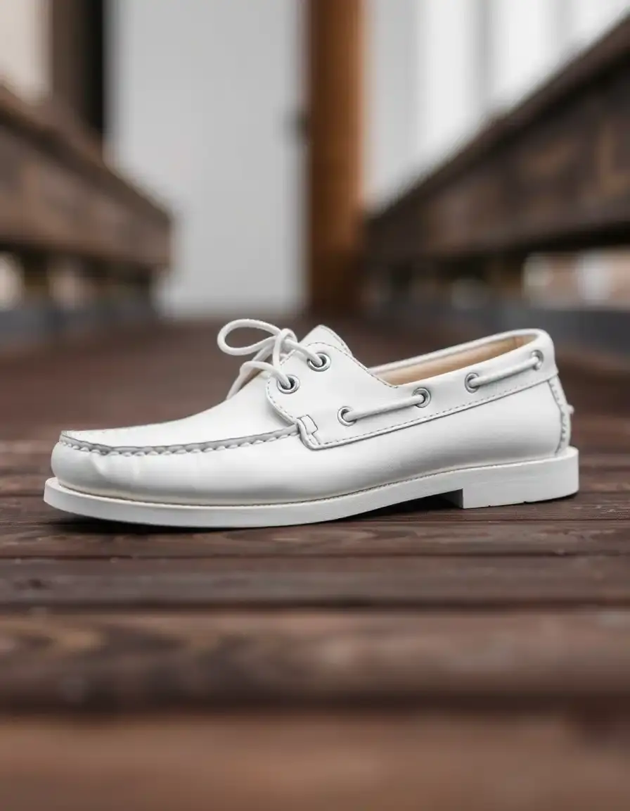 Scarpe da barca in pelle bianca uomo