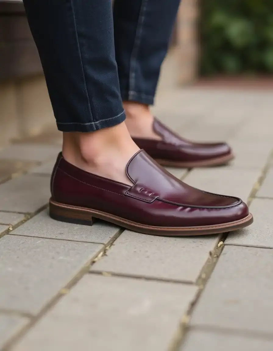 Mocassini slip-on in pelle borgogna uomo