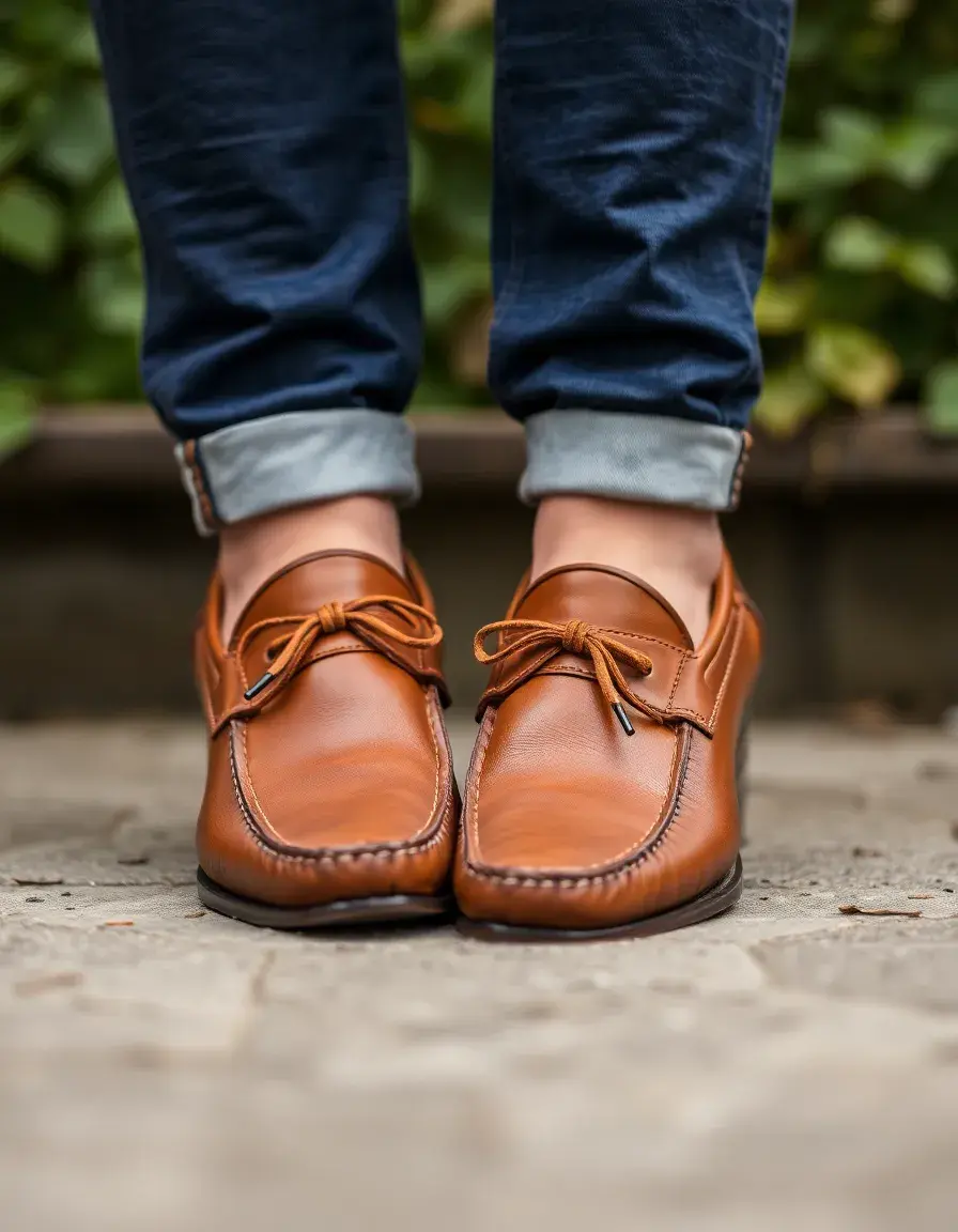 Mocassini uomo pelle casual marroni vista frontale
