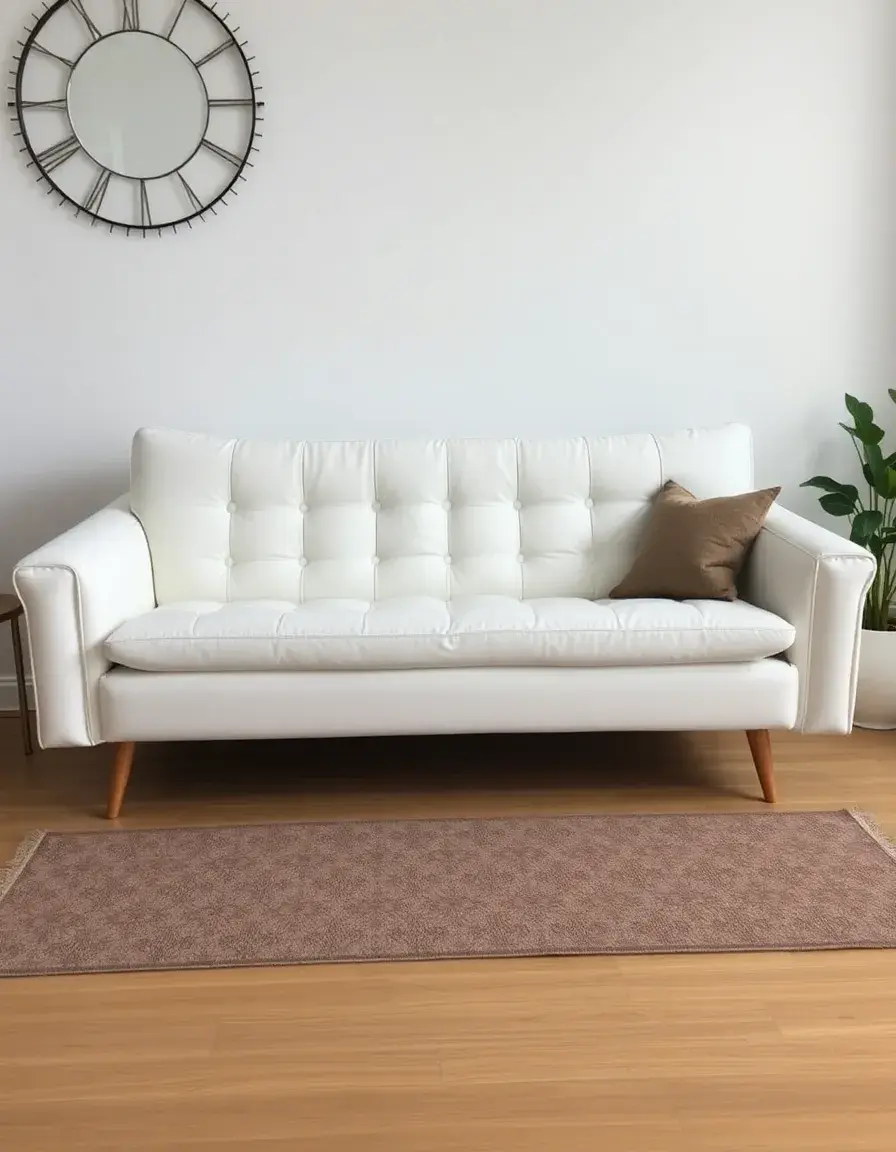 Divano stile futon in pelle bianca minimale