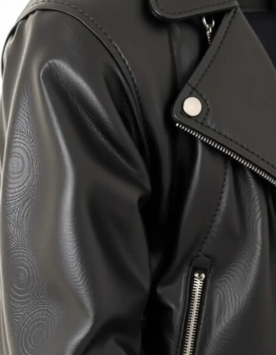 Giacca in pelle PU nera con finitura lucida e design moderno