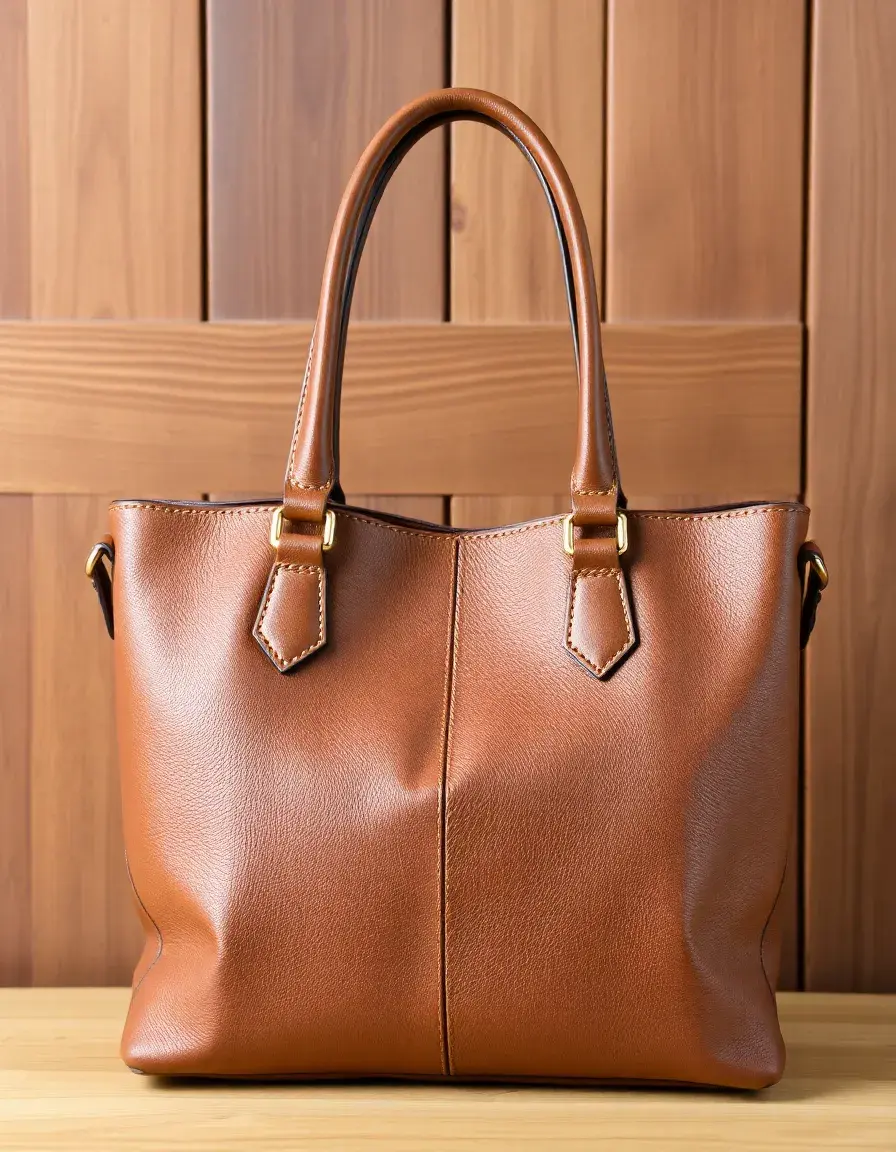Borsa a mano marrone in pelle PU con texture martellata