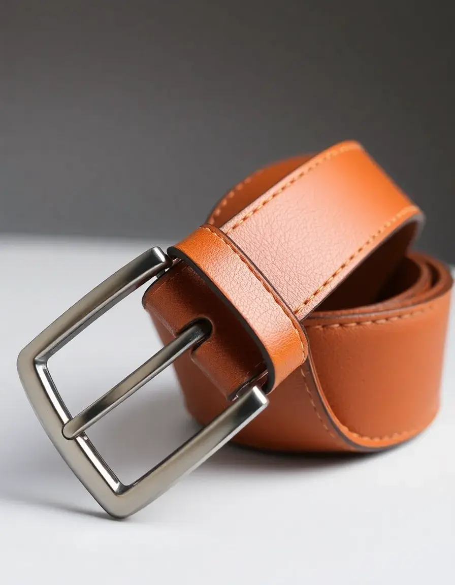 Cintura in pelle PU color cuoio con fibbia classica