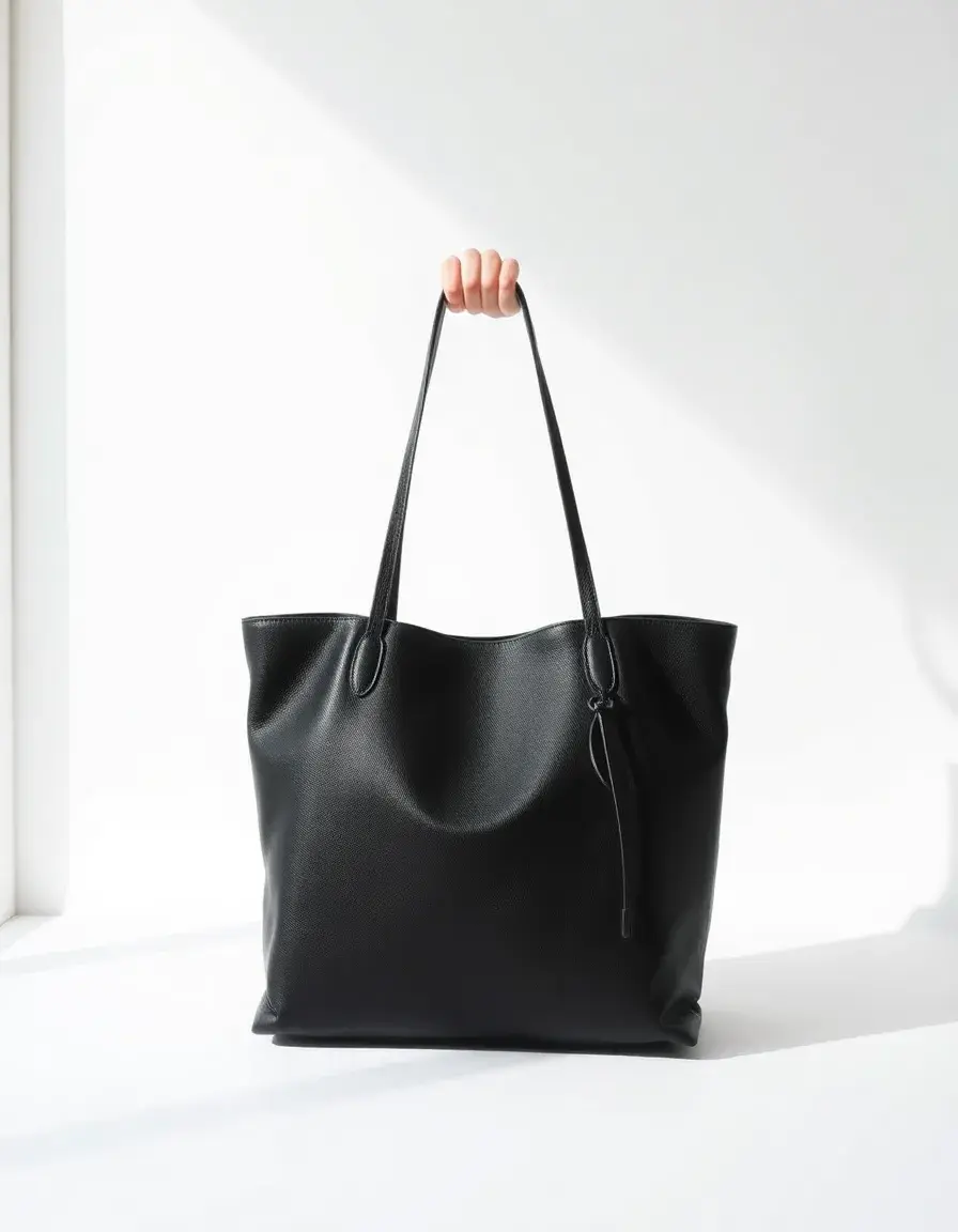 Elegante borsa tote in pelle nera spaziosa e versatile