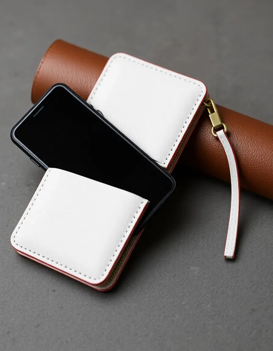 Portafoglio porta cellulare in pelle bianca da donna