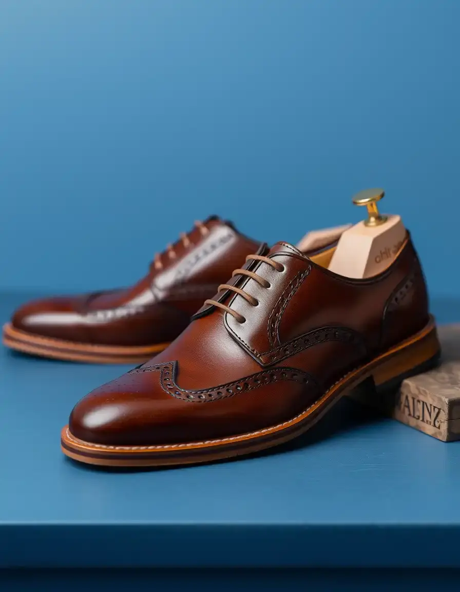 Scarpe Derby marroni in pelle uomo vista laterale