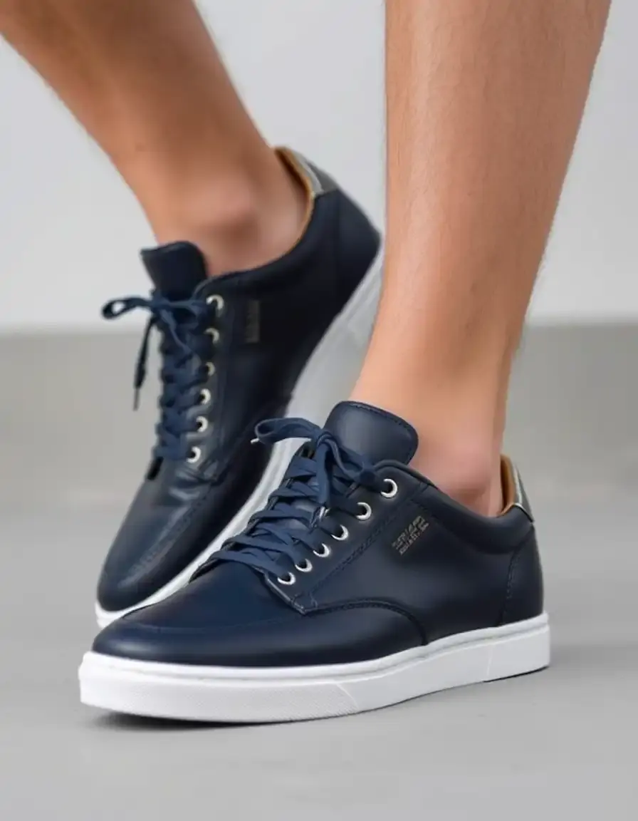 Sneakers in pelle blu navy per un look casual sofisticato