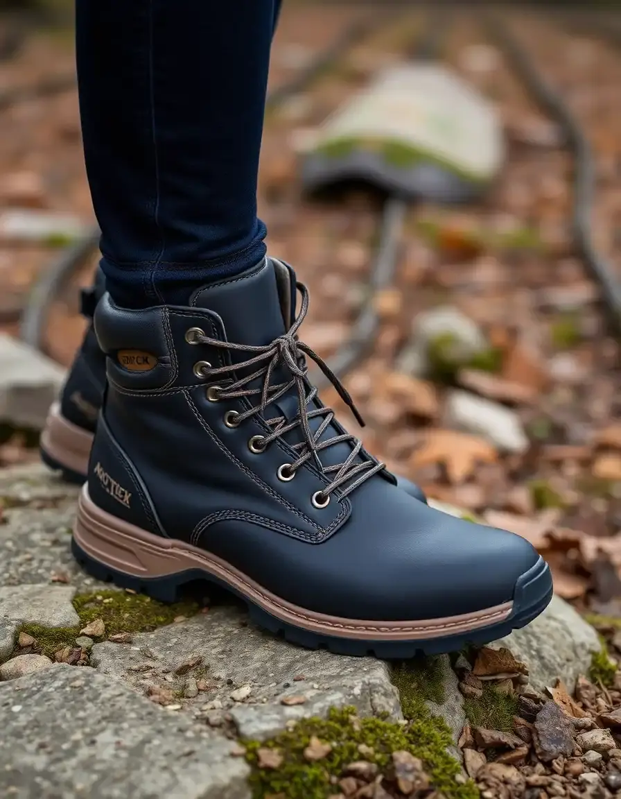 Scarponcini da trekking uomo in pelle blu navy resistenti