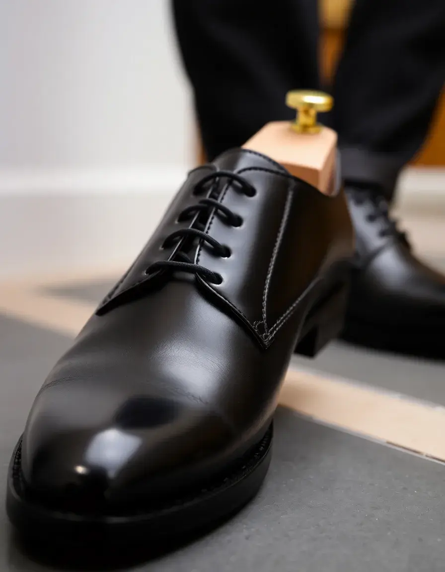 Eleganti scarpe uomo in pelle nera lucida modello Oxford