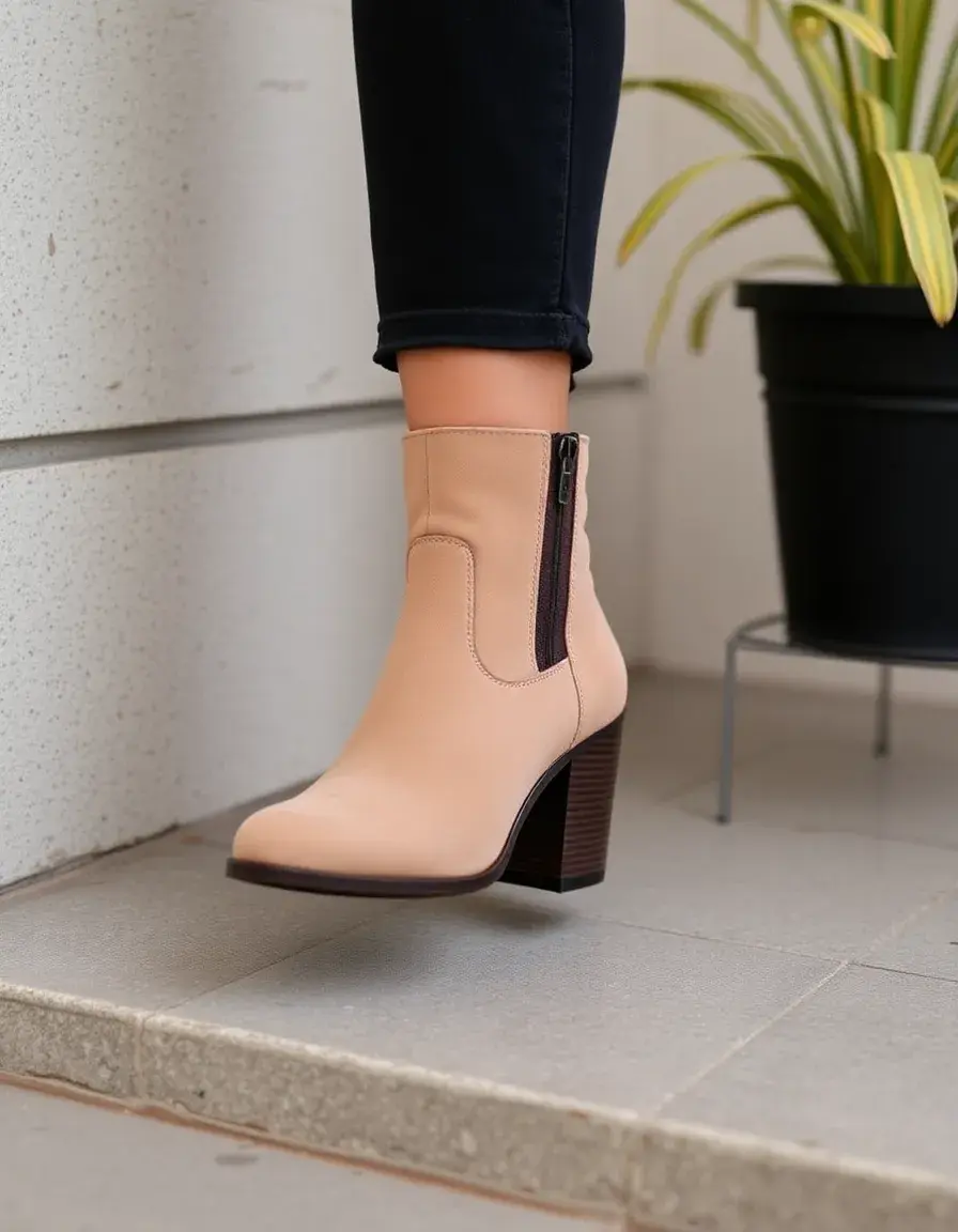 Stivaletti in pelle scamosciata beige morbidi e vellutati
