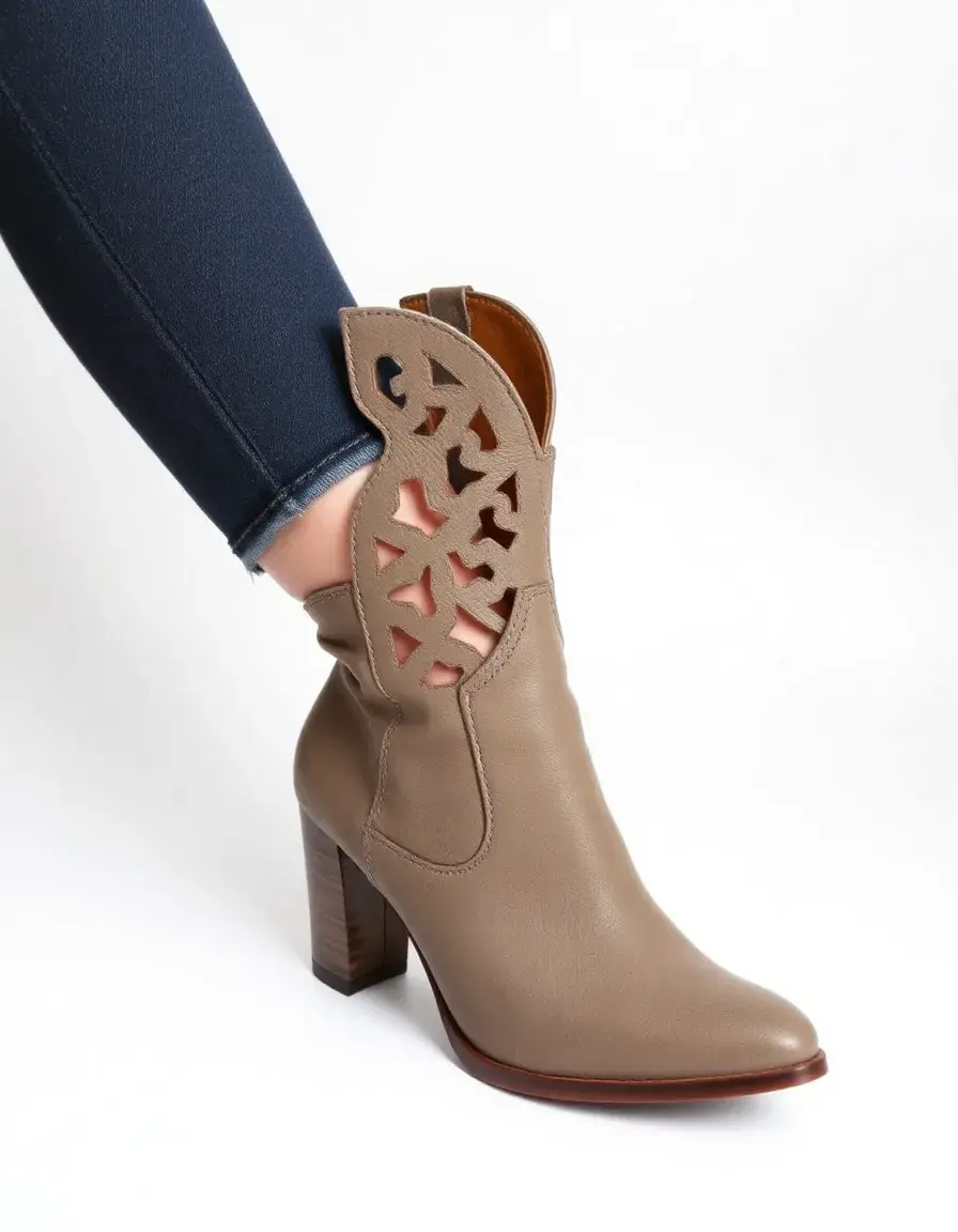 Stivaletti grigi in pelle con tagli laterali cutout