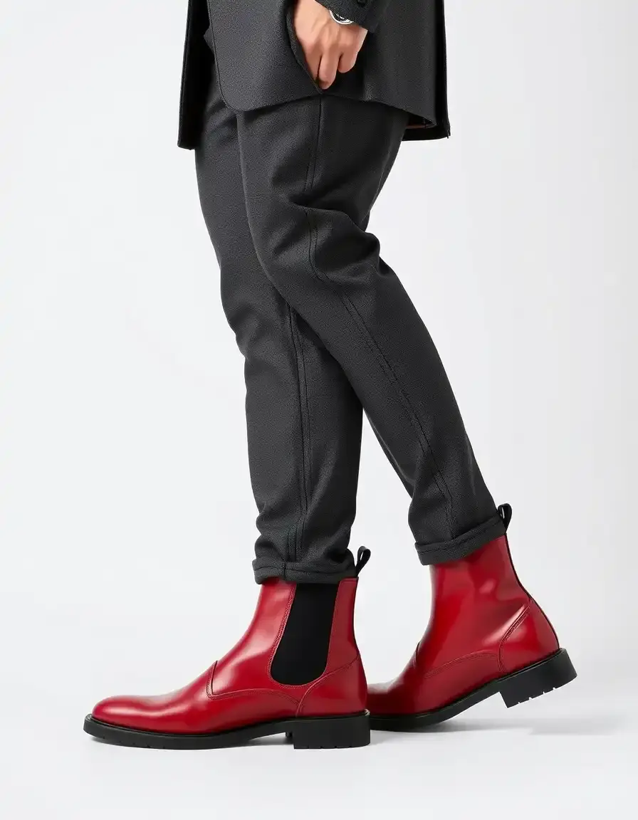 Stivaletti pelle uomo eleganti color rosso scuro per occasioni formali