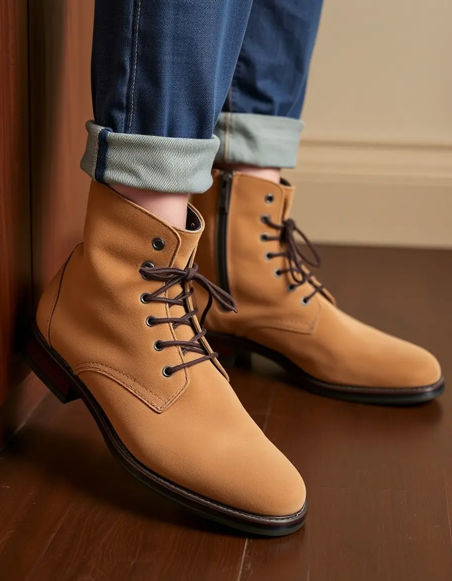 Stivaletti pelle uomo scamosciati beige in suede di alta qualità
