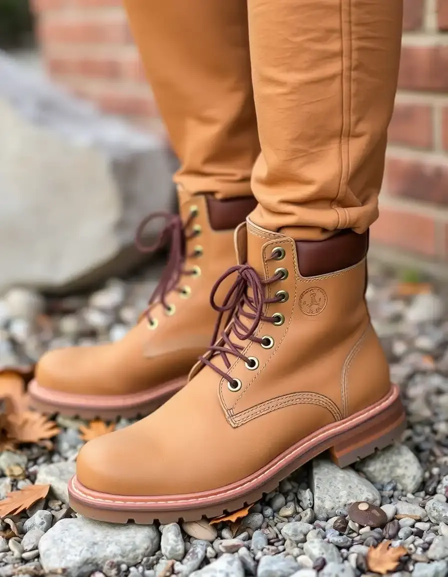 Stivaletti in pelle beige impermeabili per uomo
