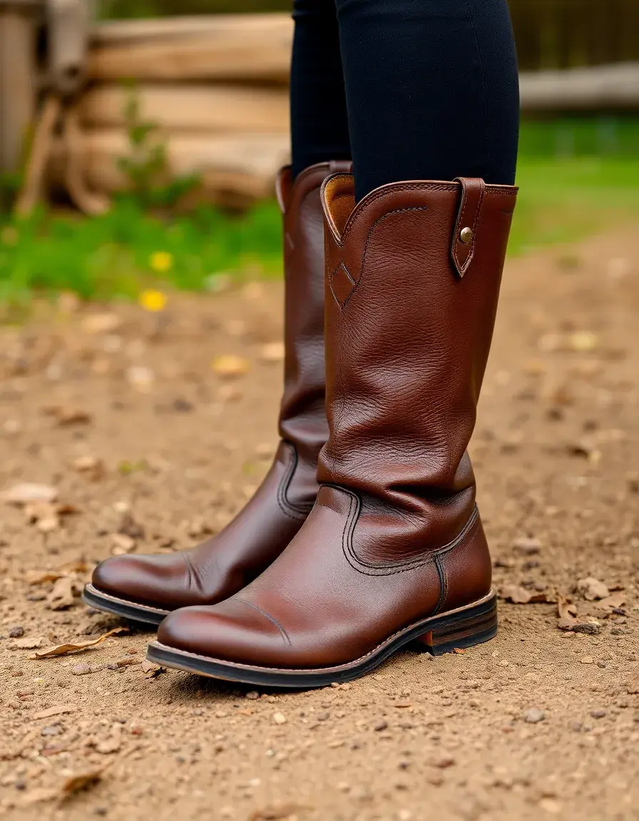 Stivali da equitazione in pelle marrone stile equestre