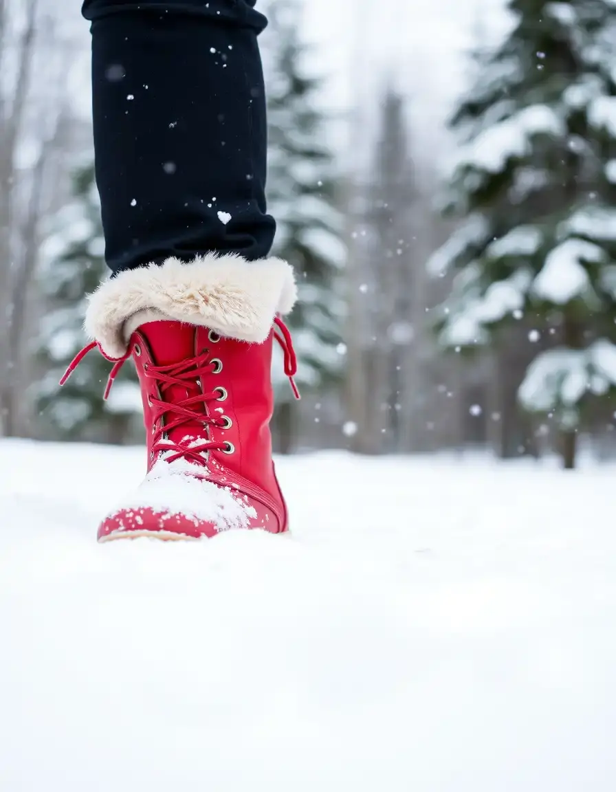 Stivali da neve in pelle rossa foderati caldi