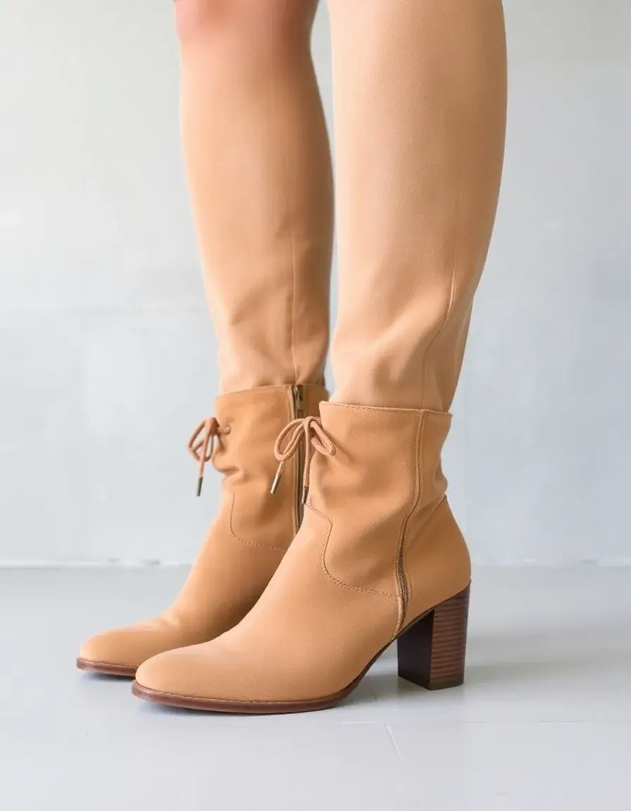 Stivali in pelle scamosciata beige morbida