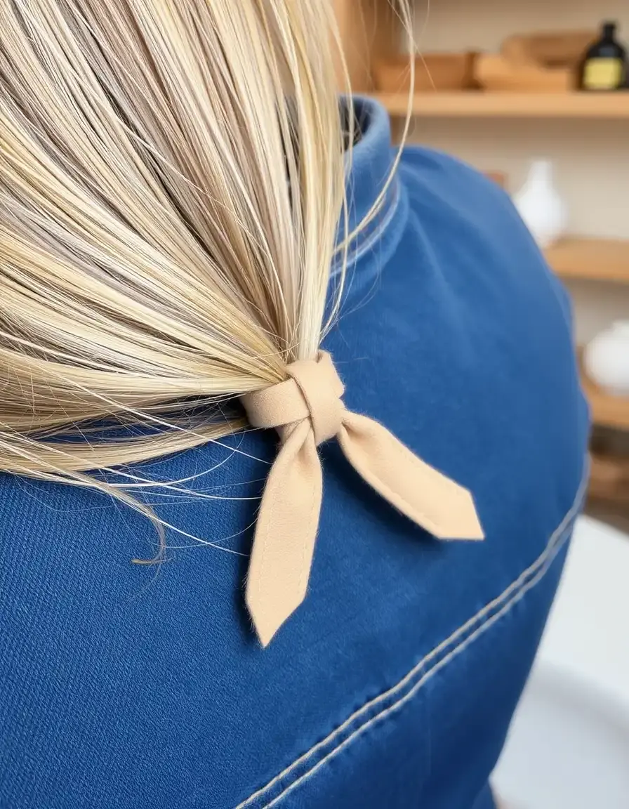 Laccio per capelli in strisce di pelle beige