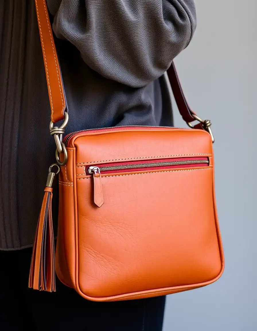 Borsa a tracolla in pelle marrone stile vintage