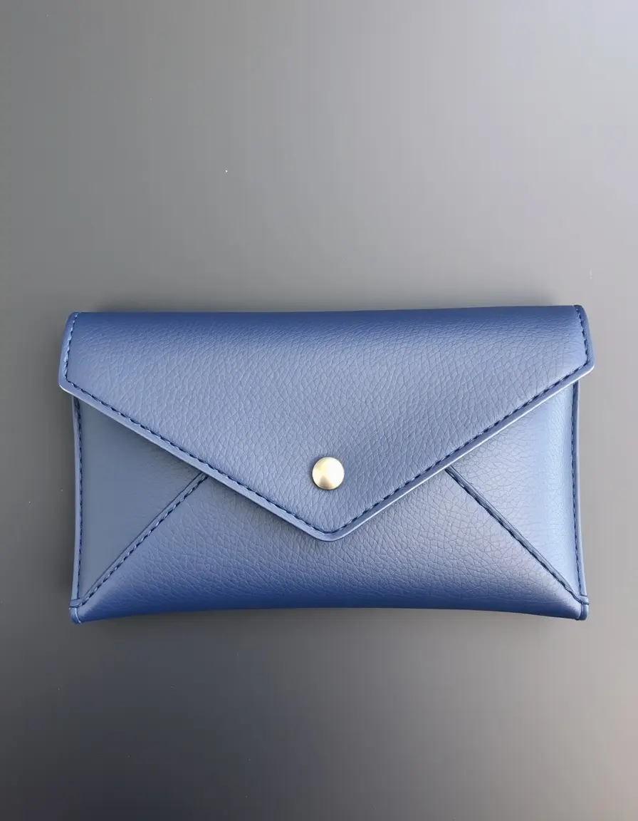 Pochette a busta blu navy in vera pelle