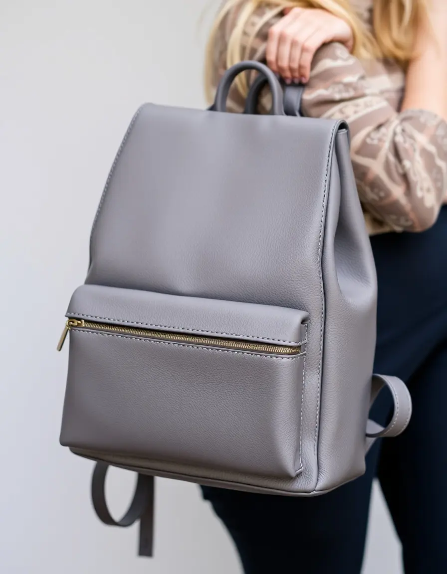 Zaino pelle donna porta pc professionale colore grigio