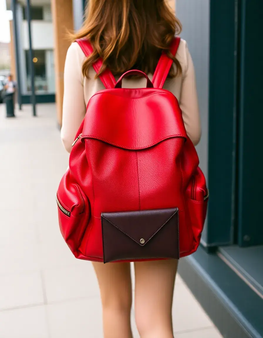 Zaino pelle donna antifurto rosso sicurezza viaggio
