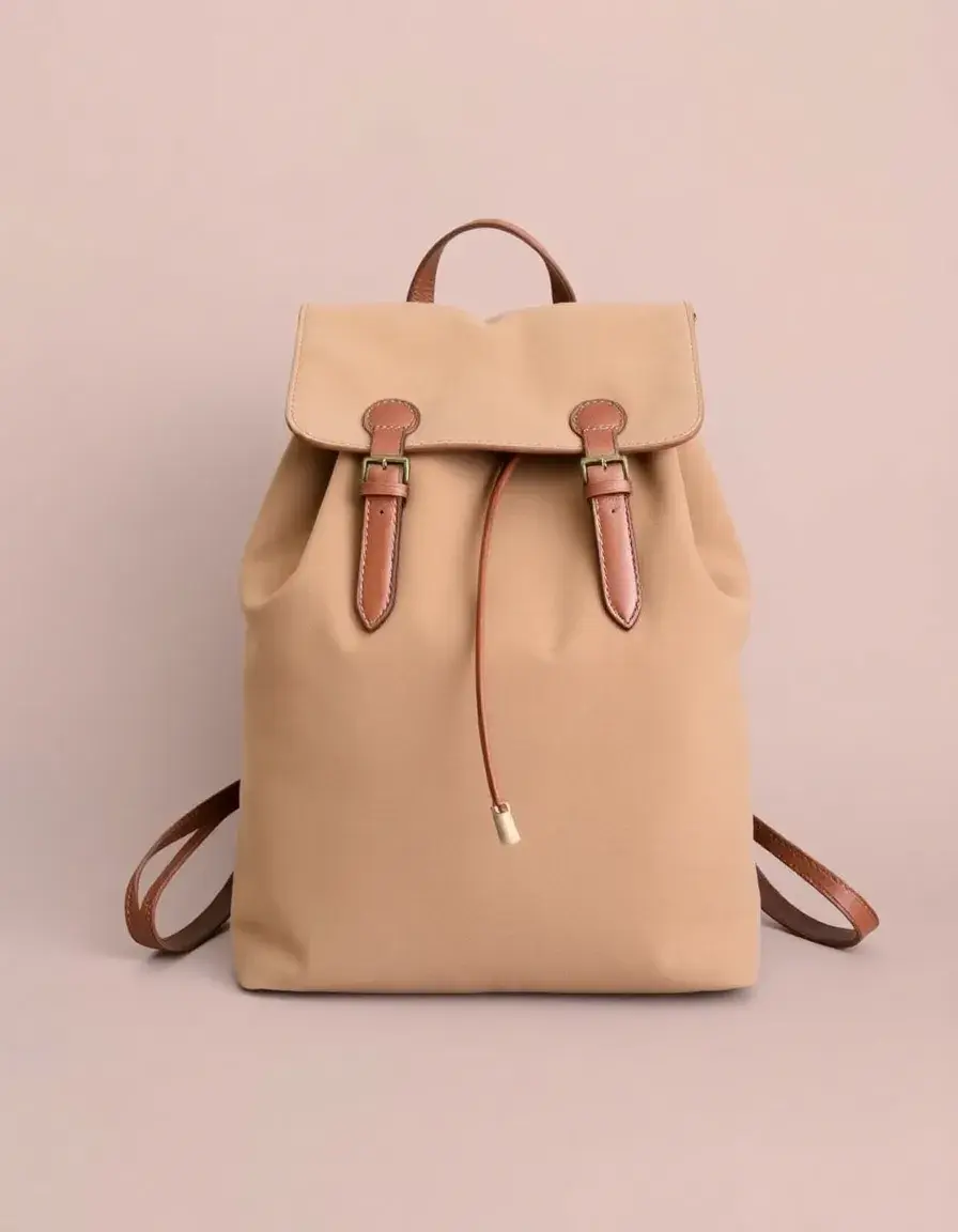 Zaino pelle donna camoscio beige morbido