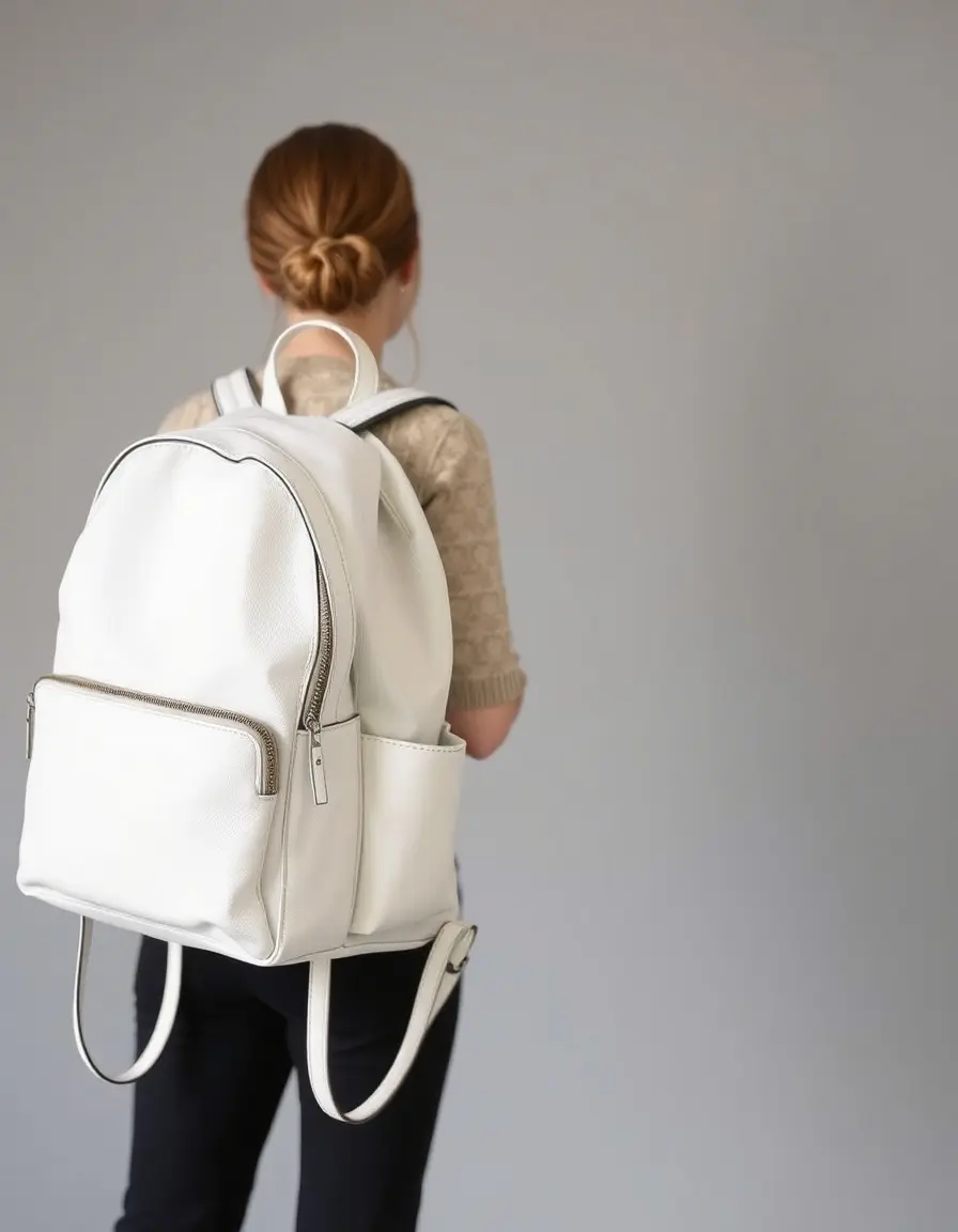 Zaino pelle donna viaggio bianco capiente