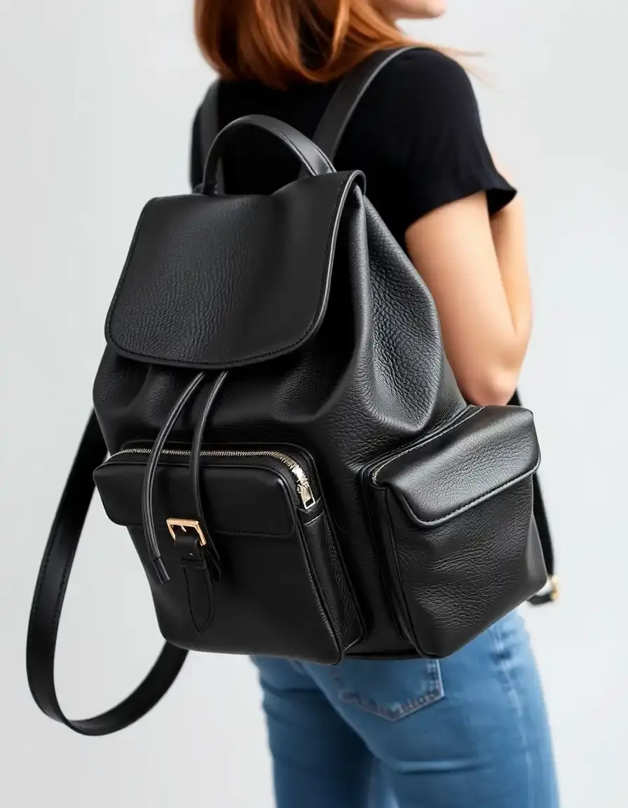 Zaino donna in pelle nero elegante e stiloso