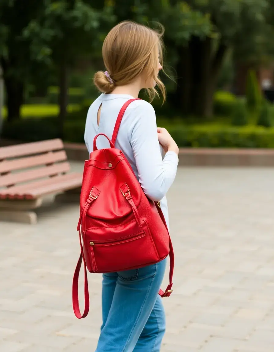 Zaino stile boho rosso in pelle artigianale