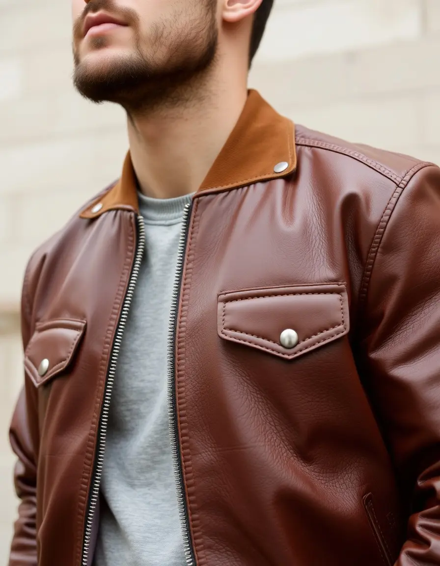 Bomber da aviatore in pelle marrone stile vintage