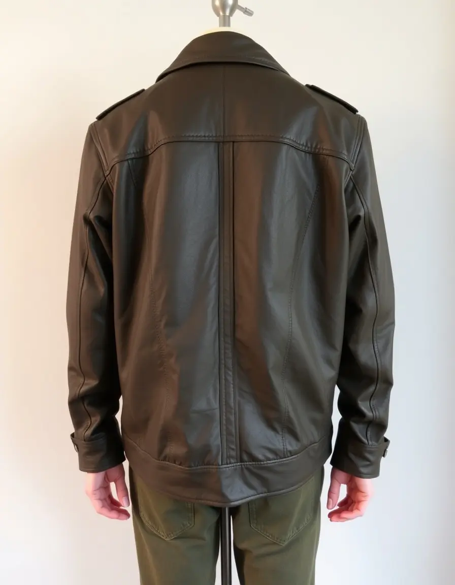 Giacca di pelle verde oliva vintage stile retro