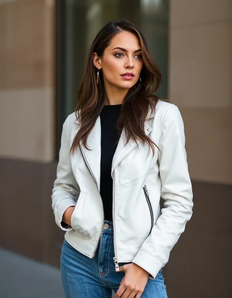 Bomber pelle vegana bianca donna