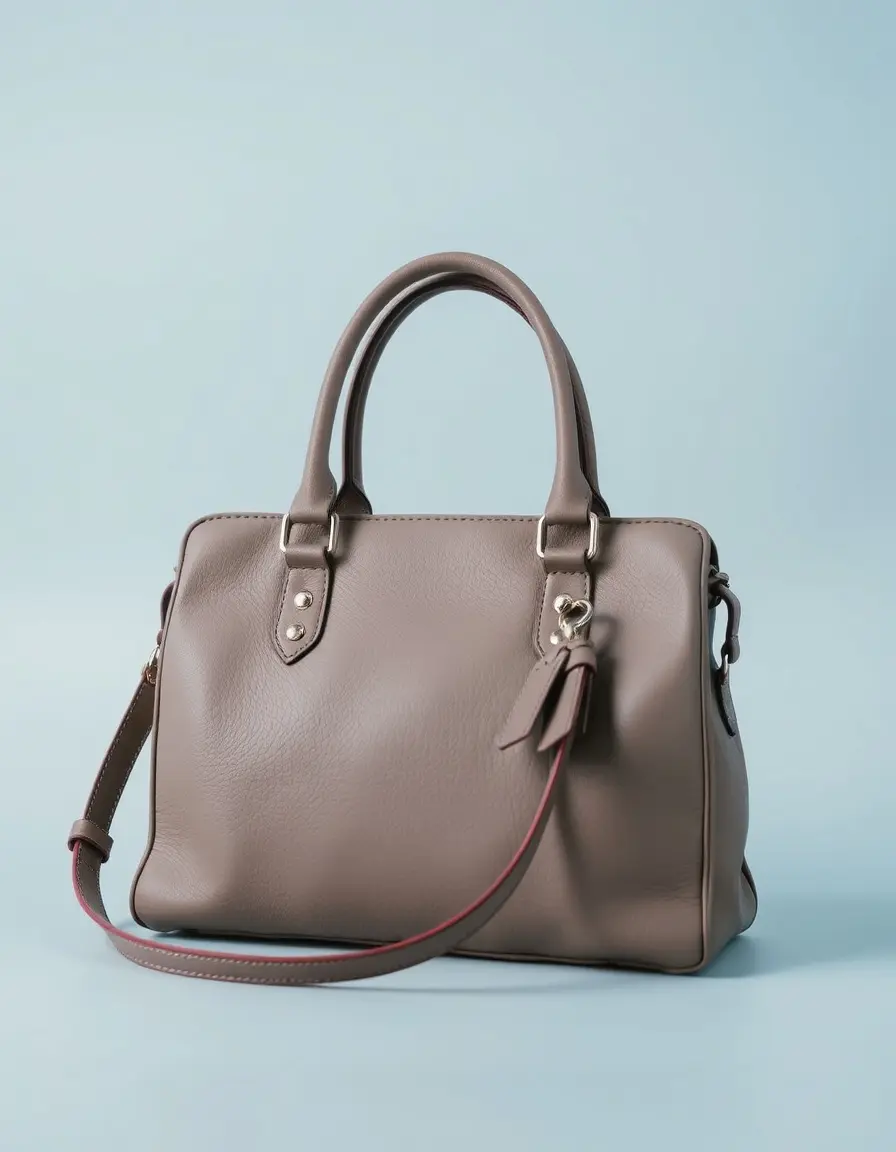 Borsa rigida satchel da donna in pelle grigia elegante