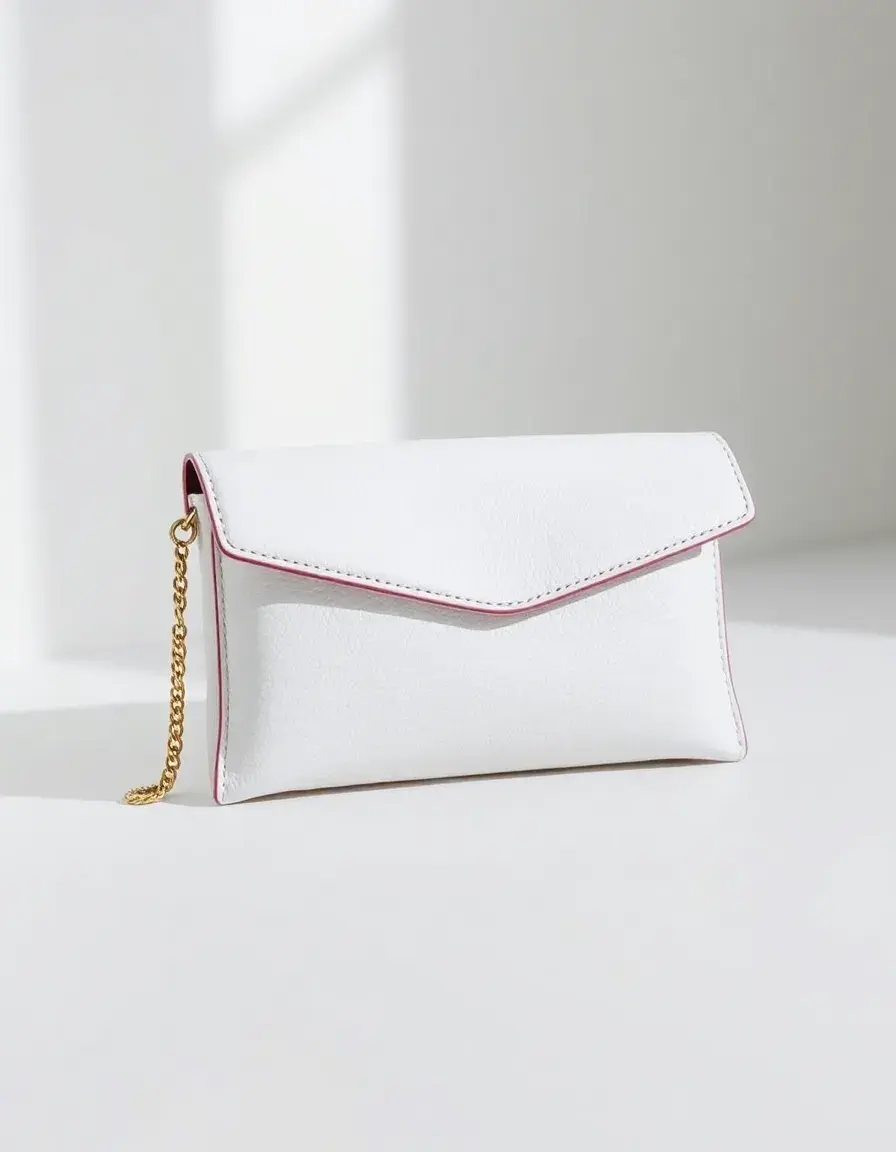 Pochette da donna in pelle bianca minimale