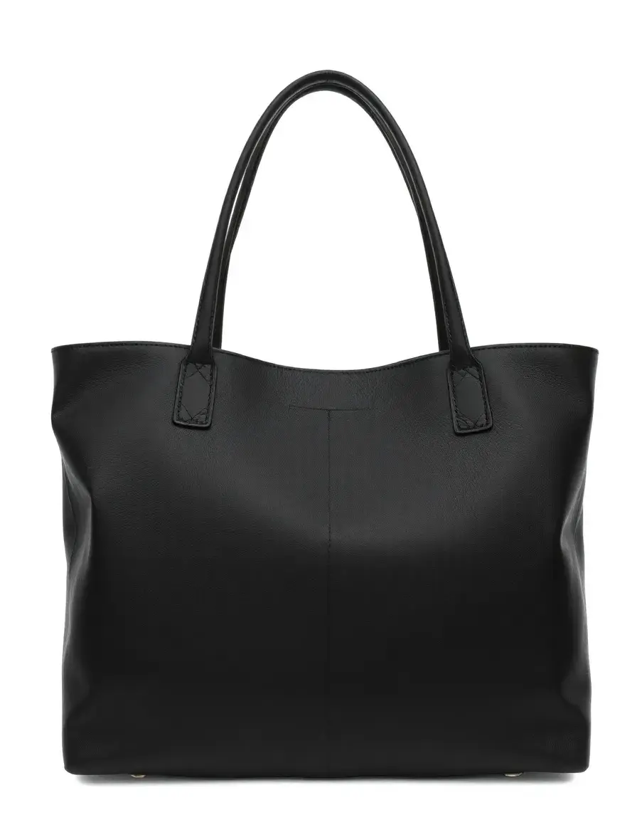 Grande borsa shopper in pelle nera