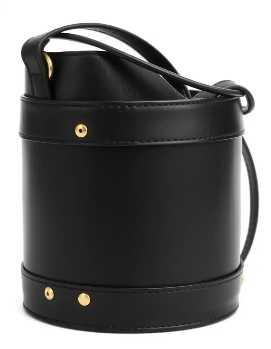 Borsa cilindrica a barilotto in pelle nera