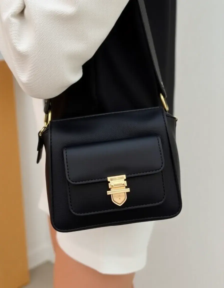 Mini borsa nera in pelle dal design moderno